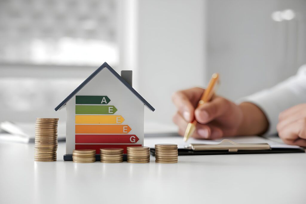 Fiscalidad verde en asesoría integral para empresas, con documentos sobre una mesa de oficina.